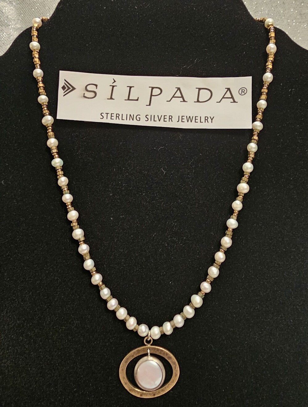 SILPADA "GO COASTAL" PEARL BRASS STERLING SILVER NECKLACE N1894